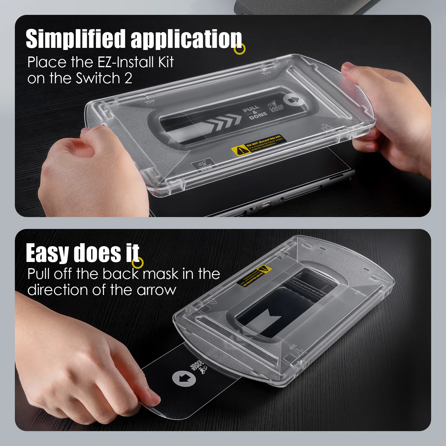 Savage Raven by Skull & Co. Tempered Glass Screen Protector with EZ-Install KIT for Nintendo Switch 2 (2 Pack) - Image 3