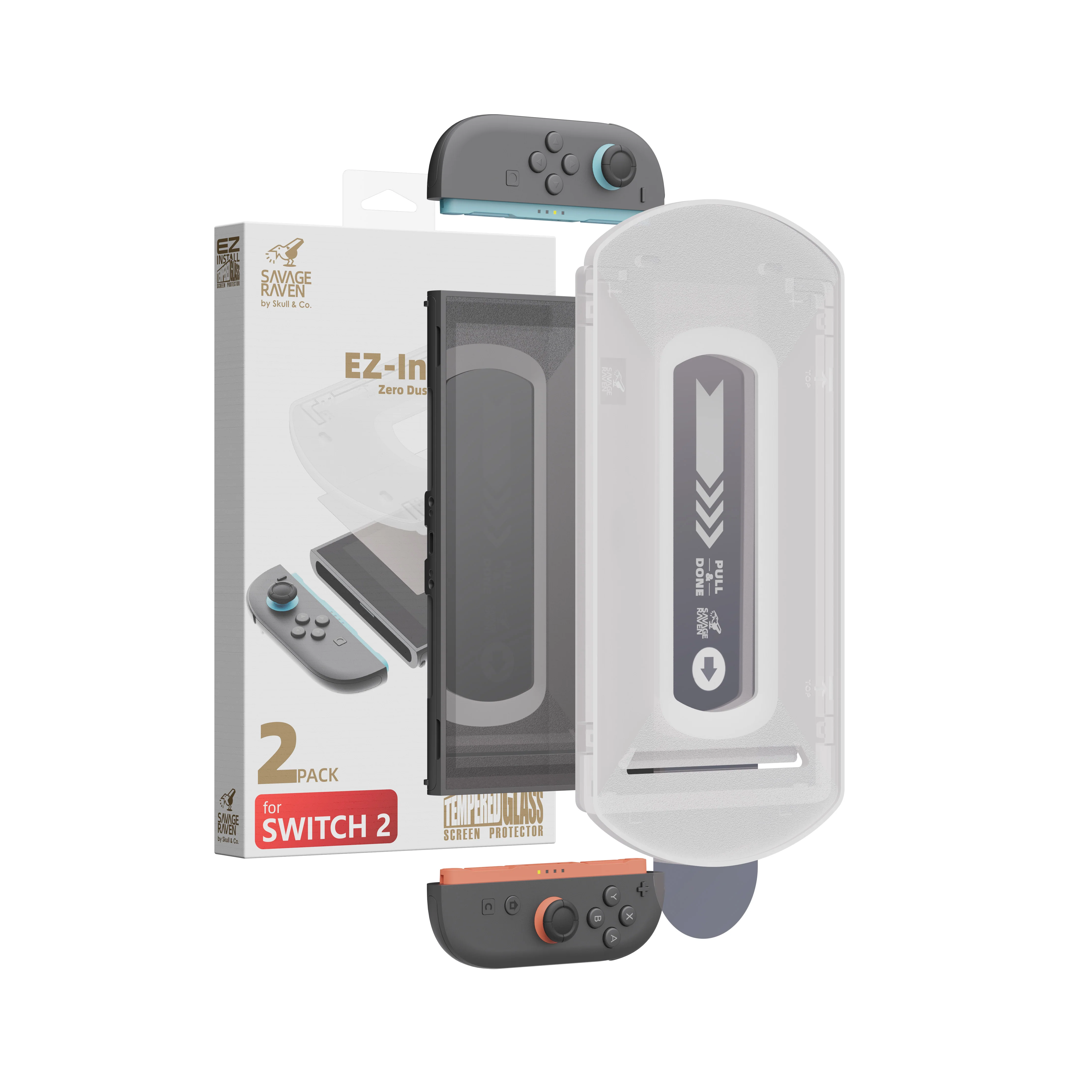 Savage Raven by Skull & Co. Tempered Glass Screen Protector with EZ-Install KIT for Nintendo Switch 2 (2 Pack) - Image 7
