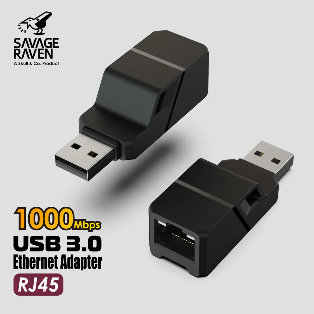 Savage Raven by Skull & Co. USB 3.0 to RJ45 Driver-Free Gigabit Ethernet Adapter for Laptop/SteamDock/Jumpgate - Image 3